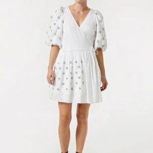 RHODE Lina Dress in White Cotton + Crystals SAMPLE